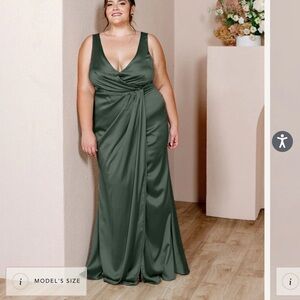 Revelry Blair Satin Dress Deep Olive